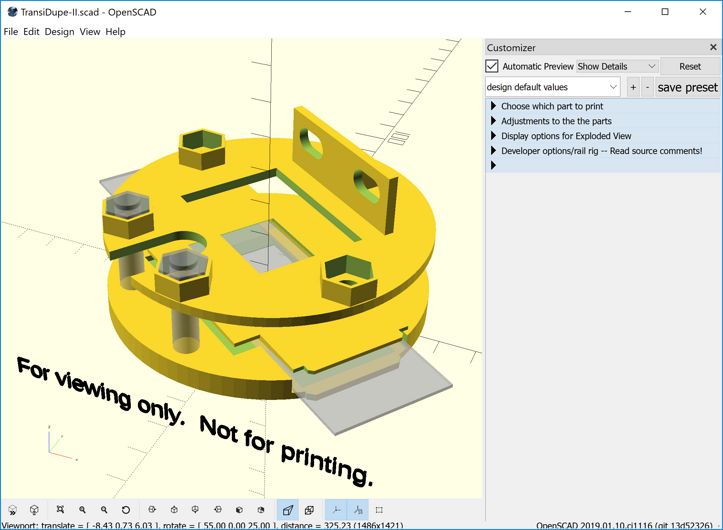 OpenSCAD Customizer panel