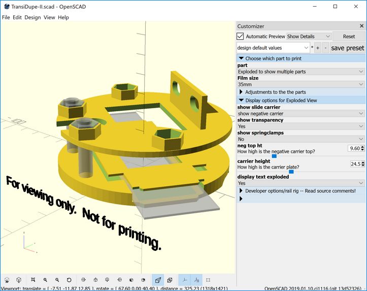 OpenSCAD Customizer panel