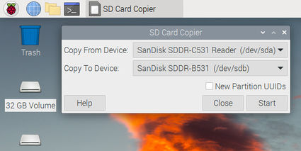 Will clone from one SD to the blank SD that is in your 2nd card reader