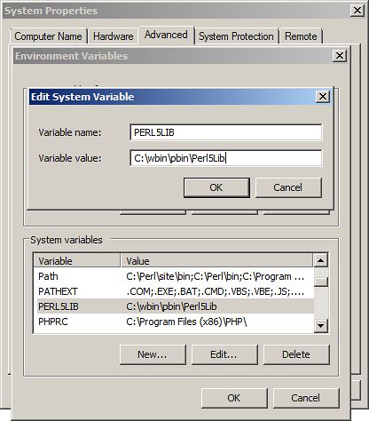 Defining PERL5LIB in Windows